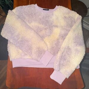Storia Lavender and Cream Fuzzy Sweater